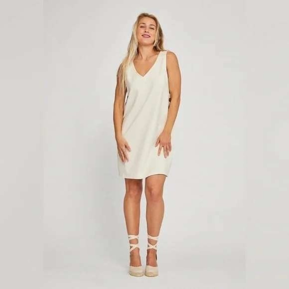 Betabrand Women's Sleeveless V-Neck Admiral Button Shift‎ Dress XL